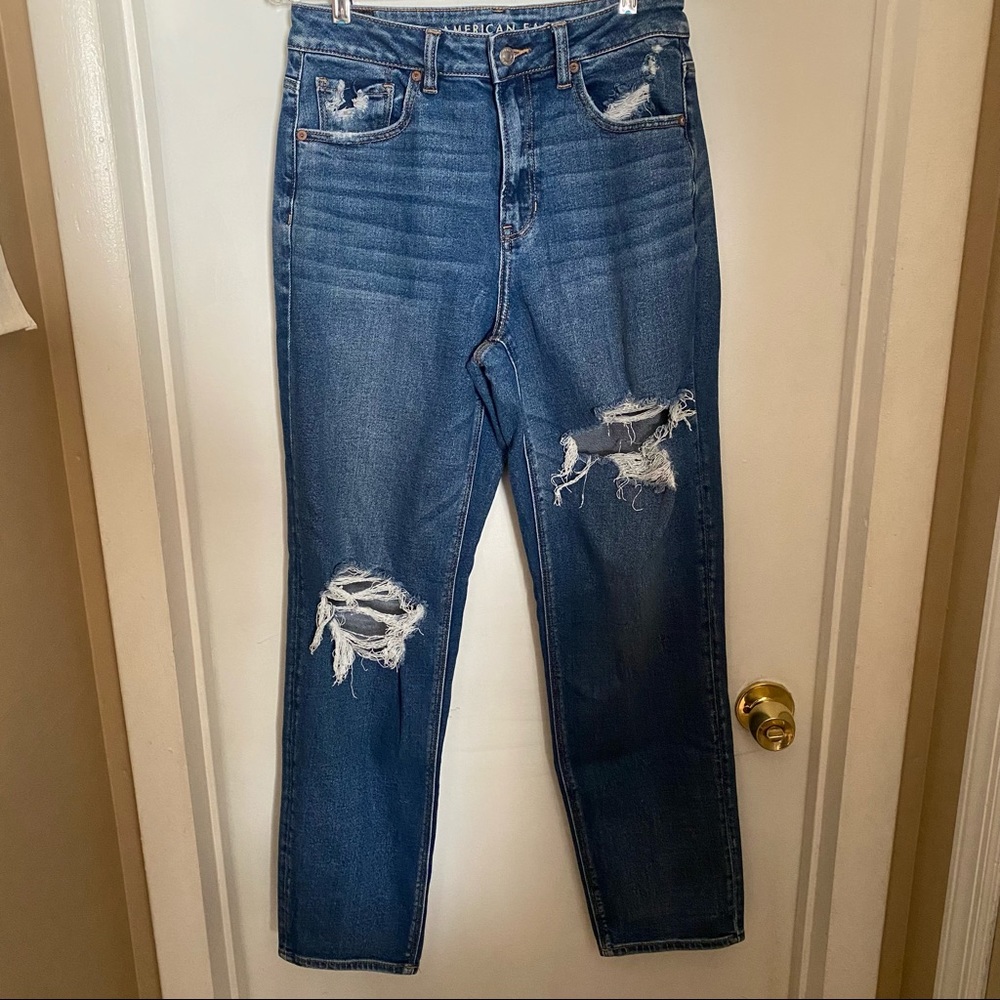 AE Stretch Mom Straight Jean size 8 x-long